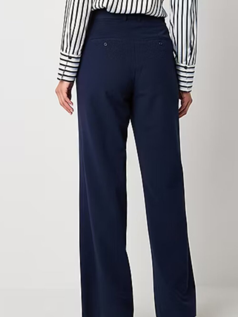 Worthington Womens Adaptive Seated Wear Wide Leg High Rise Trouser Navy Platoon - Picture 2 of 3